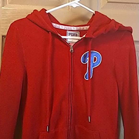 PINK Victoria's Secret Tops - Victoria Secret Pink womens MLB hoodie red XS